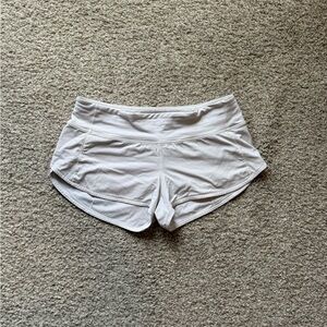 Lululemon White Low-Rise Speed Up 2.5” Shorts